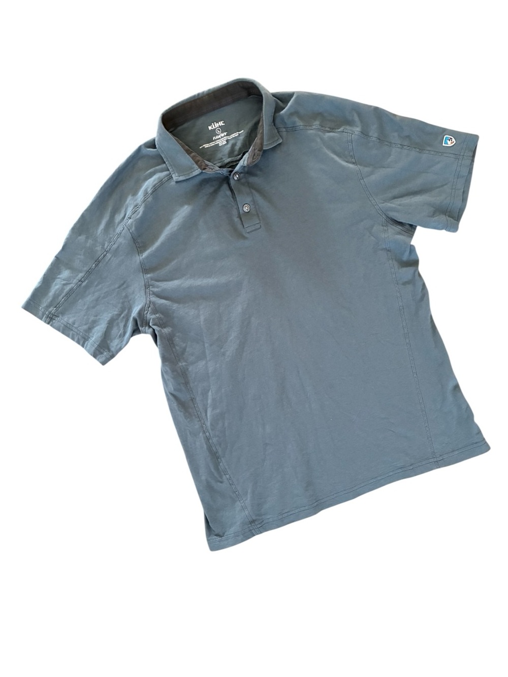KÜHL Men's Wayfarer Polo Shirt Large Wildfibre Organic Cotton Steel Blue Gray
